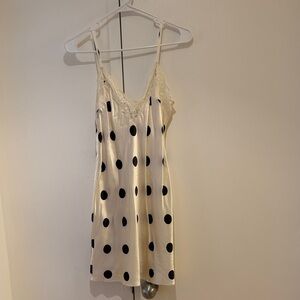 Reformation Cream and Black Polka Dot Slip